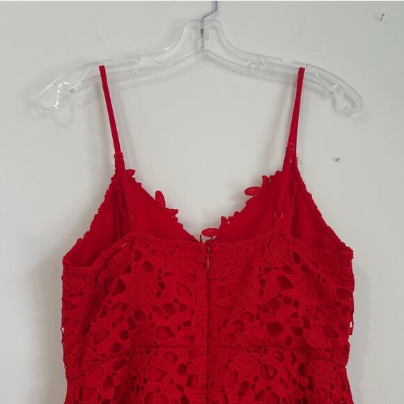 ASTR the Label Lace V-Neck Spaghetti Strap Dress, Red, Women's Size Large - Picture 5 of 8